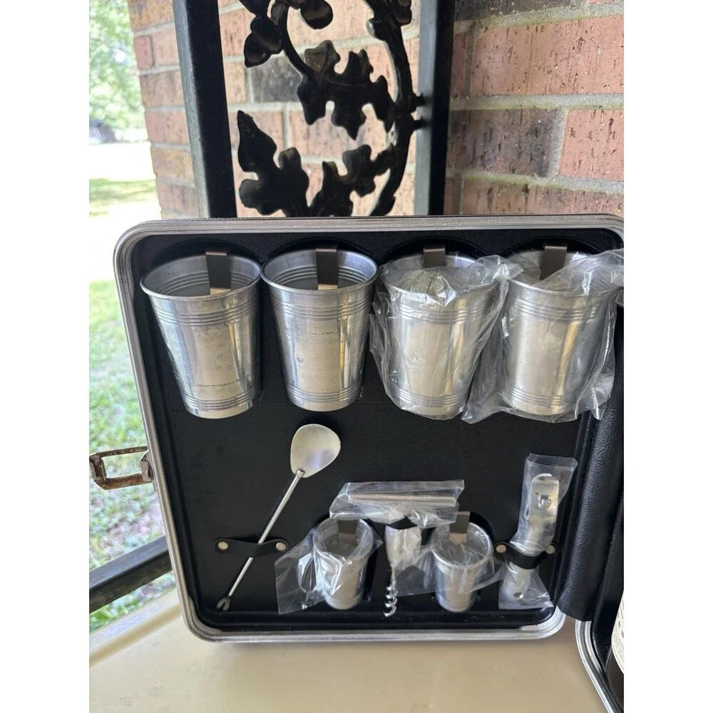 Vintage 1960S Travel Bar Case-mid-Century Pub Suitase-complete Set Sealed Tools